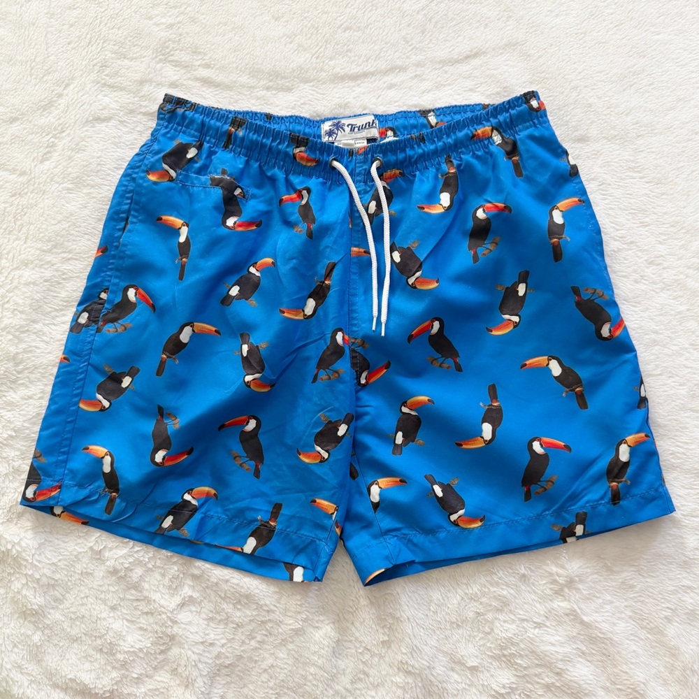 Trunks Surf & Swim Swim Trunks 6 Inch Inseam Blue Parrot Print Size Medium